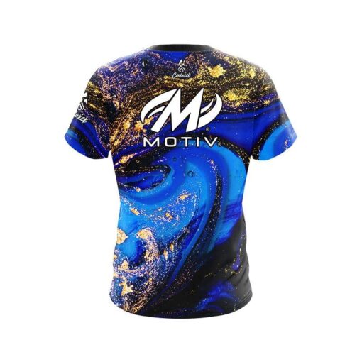 Motiv Blue and Gold Liquid Marble CoolWick Bowling Jersey - Image 2