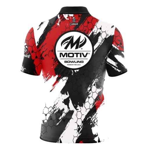 Motiv Red Hexagram Quick Ship CoolWick Sash Zip Bowling Jersey - Image 2