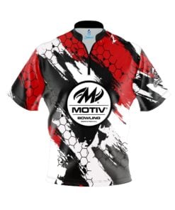 Motiv Red Hexagram Quick Ship CoolWick Sash Zip Bowling Jersey