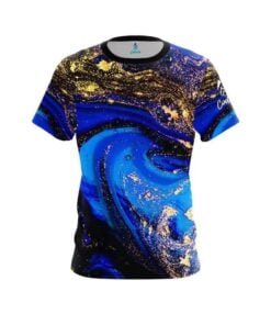 Plain Blue and Gold Liquid Marble CoolWick Bowling Jersey