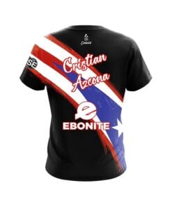 Alternative view of Ebonite Cristian Azcona Puerto Rican Flag Black Replica CoolWick Bowling Jersey