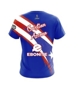 Alternative view of Ebonite Cristian Azcona Puerto Rican Flag Blue Replica CoolWick Bowling Jersey