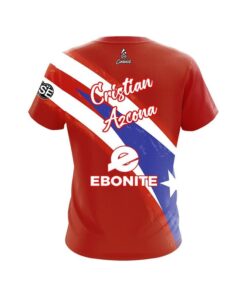 Alternative view of Ebonite Cristian Azcona Puerto Rican Flag Red Replica CoolWick Bowling Jersey