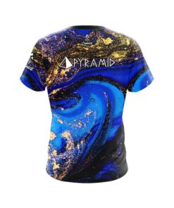 Alternative view of Pyramid Blue and Gold Liquid Marble CoolWick Bowling Jersey