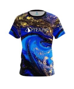 Pyramid Blue and Gold Liquid Marble CoolWick Bowling Jersey