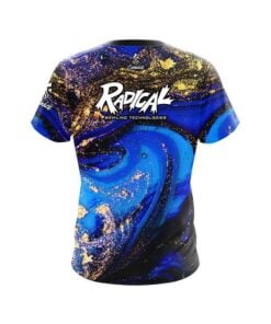 Alternative view of Radical Blue and Gold Liquid Marble CoolWick Bowling Jersey