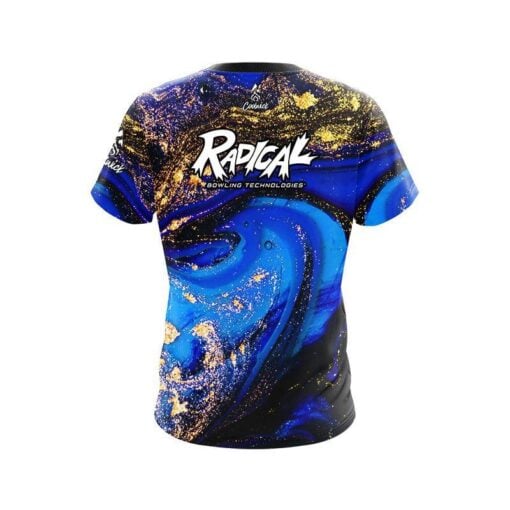 Radical Blue and Gold Liquid Marble CoolWick Bowling Jersey - Image 2