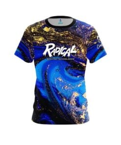 Radical Blue and Gold Liquid Marble CoolWick Bowling Jersey