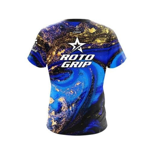 Roto Grip Blue and Gold Liquid Marble CoolWick Bowling Jersey - Image 2