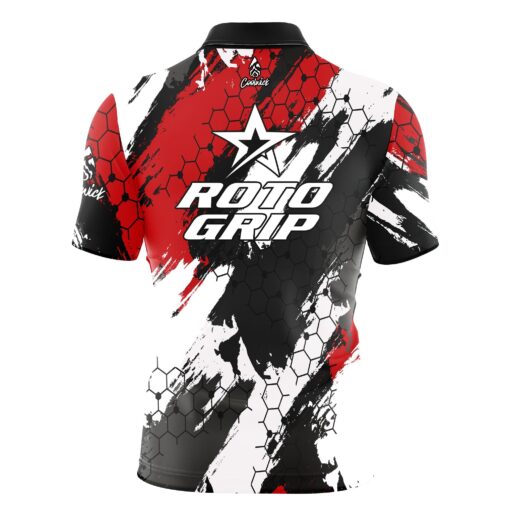Roto Grip Red Hexagram Quick Ship CoolWick Sash Zip Bowling Jersey - Image 2