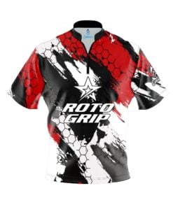Roto Grip Red Hexagram Quick Ship CoolWick Sash Zip Bowling Jersey