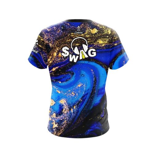 SWAG Blue and Gold Liquid Marble CoolWick Bowling Jersey - Image 2