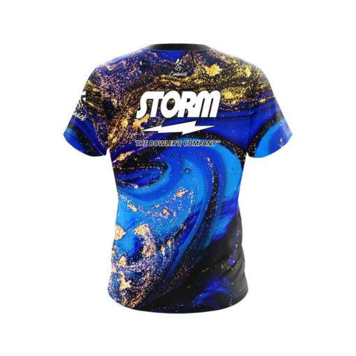 Storm Blue and Gold Liquid Marble CoolWick Bowling Jersey - Image 2