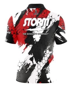 Alternative view of Storm Red Hexagram Quick Ship CoolWick Sash Zip Bowling Jersey