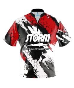 Storm Red Hexagram Quick Ship CoolWick Sash Zip Bowling Jersey