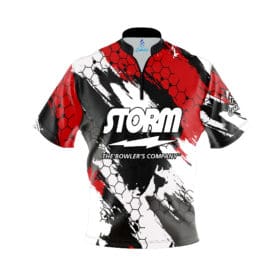 Storm Red Hexagram Quick Ship CoolWick Sash Zip Bowling Jersey