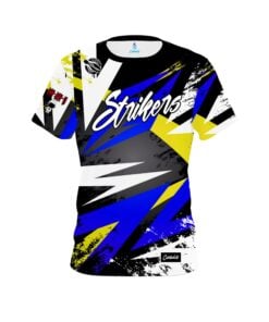 12Bagger Bowling Strikers Laneside Prizm Blue, Black and Yellow CoolWick Bowling Jersey