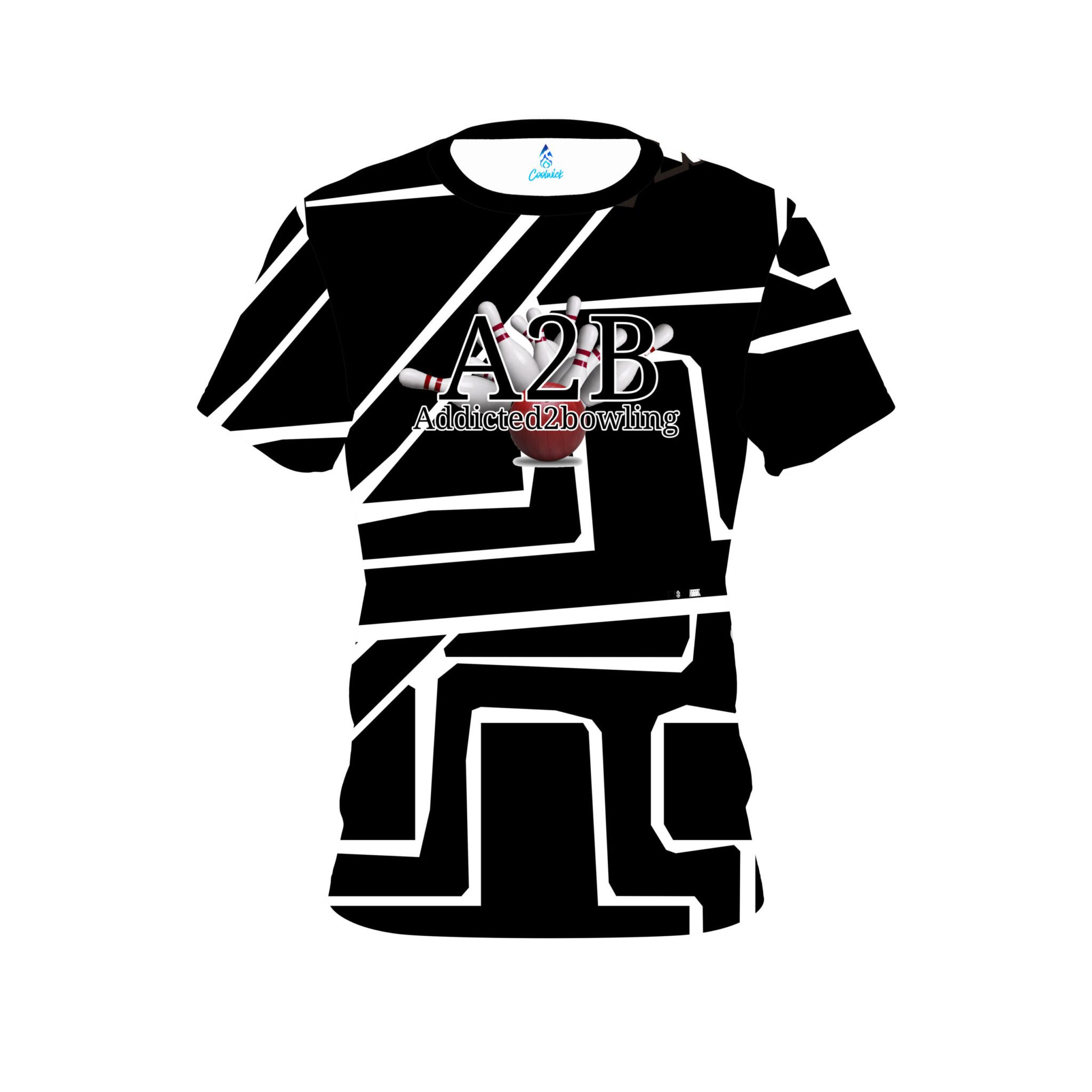 A2B Addicted2Bowling Jai Jones Black White Shapes CoolWick Jersey