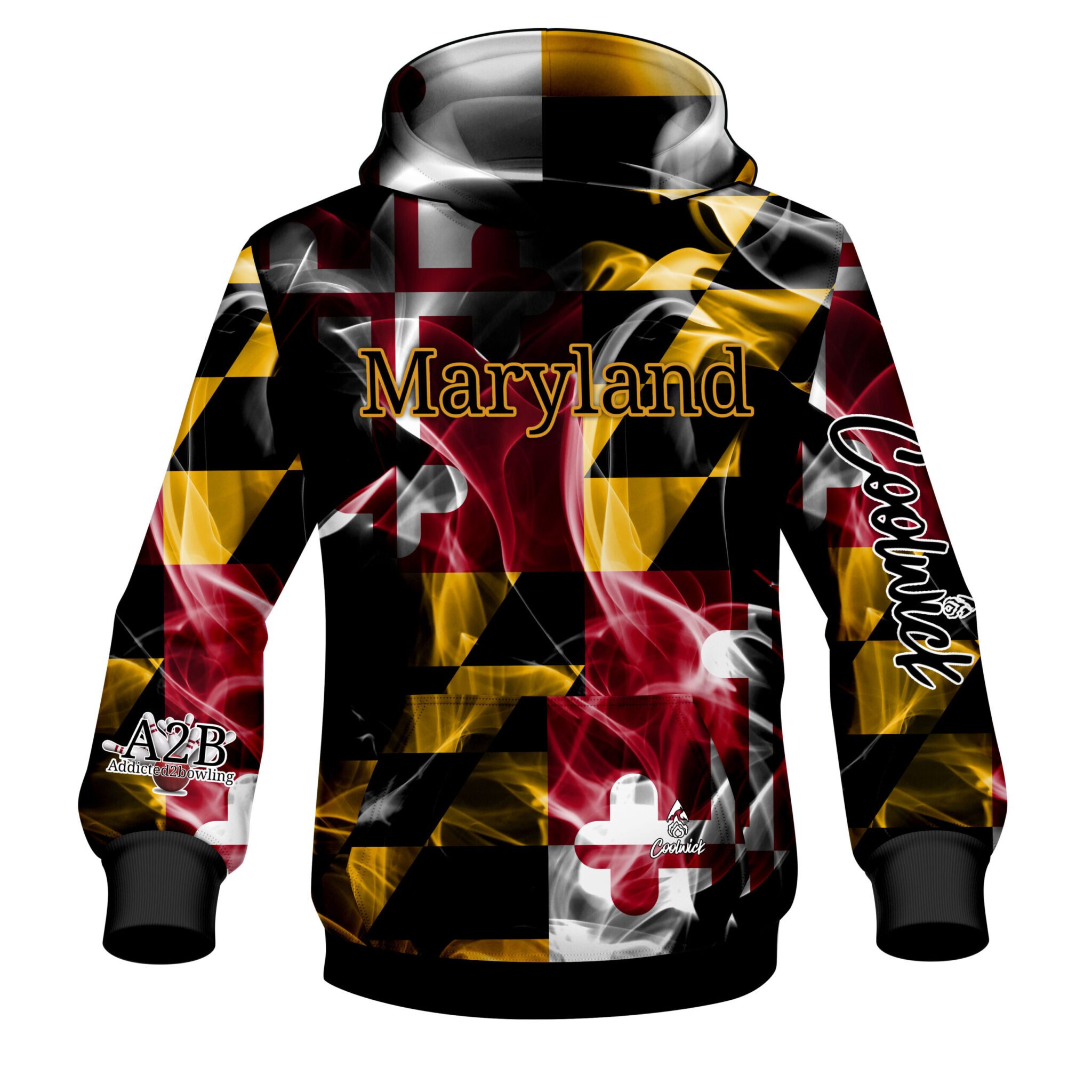 A2B Addicted2Bowling Jai Jones Smokey Maryland Dye Sub CoolWick Hoodie