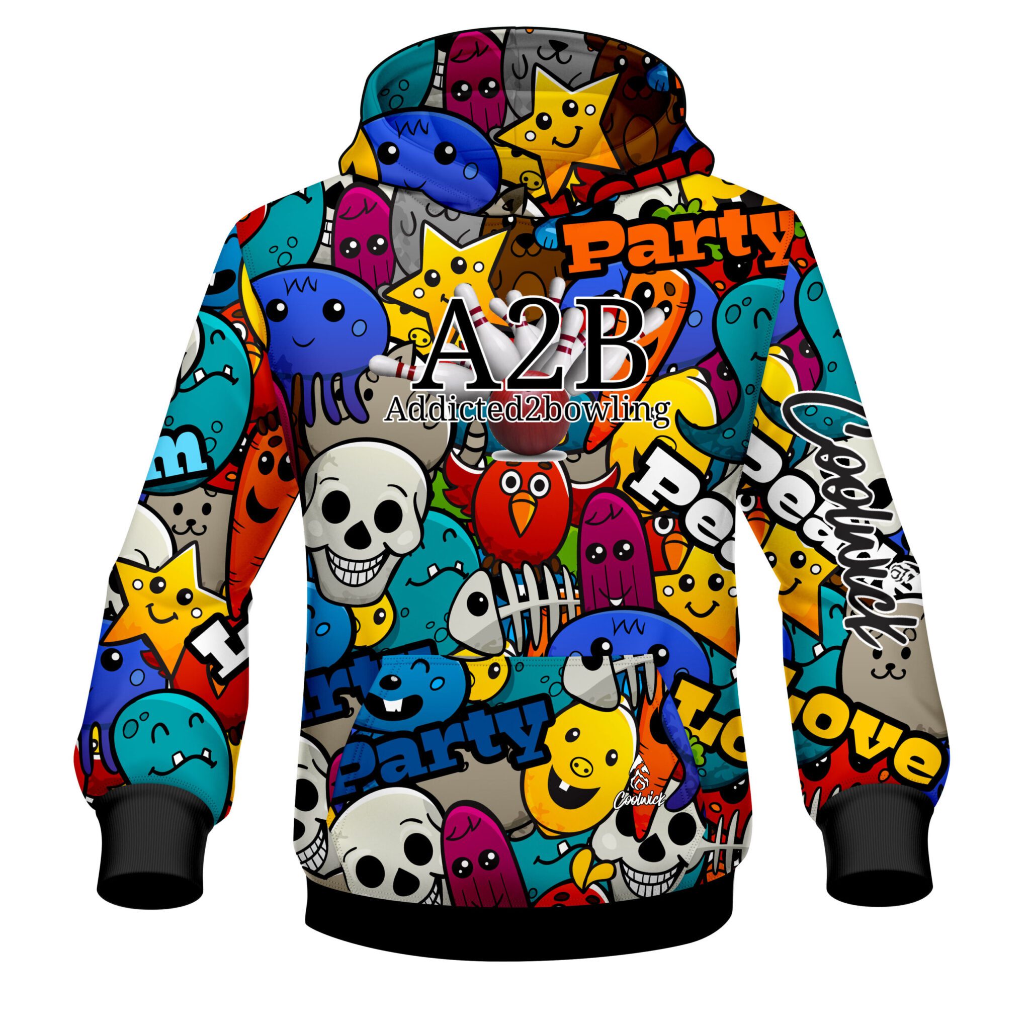 A2B Addicted2Bowling Jai Jones Skulls Dye Sub CoolWick Hoodie