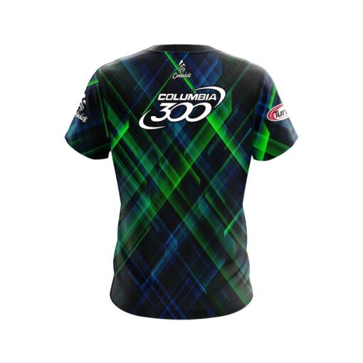 Columbia 300 Kenny Ryan Blue Green Abstract CoolWick Bowling Jersey - Image 2