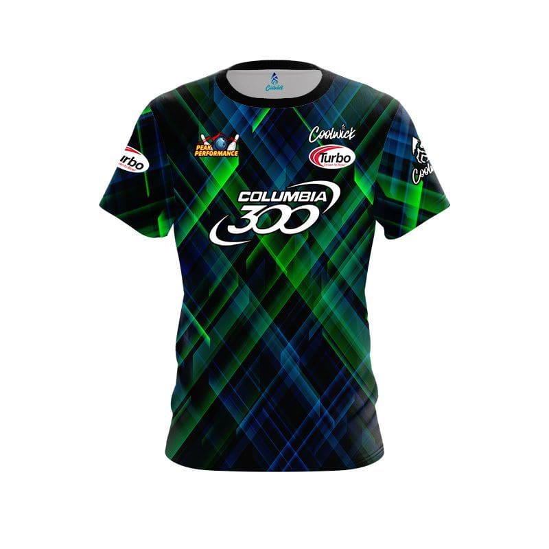 Columbia 300 Kenny Ryan Blue Green Abstract CoolWick Bowling Jersey