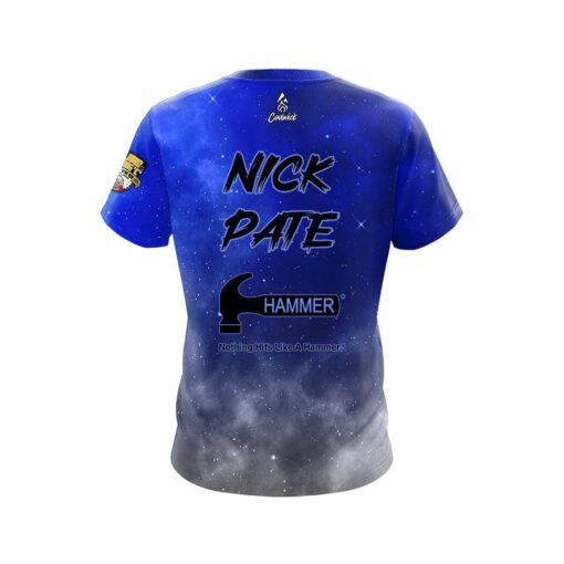 Hammer Nick Pate Blue Silver Galaxy Replica CoolWick Bowling Jersey - Image 2