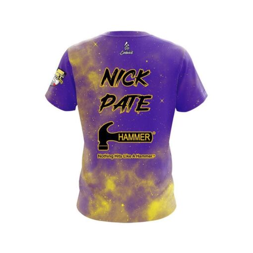 Hammer Nick Pate Purple Yellow Galaxy Replica CoolWick Bowling Jersey - Image 2
