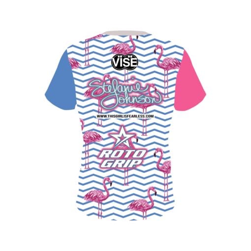 Stefanie Johnson Roto Grip Flamingo Party CoolWick Bowling Jersey - Image 2