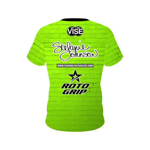 Stefanie Johnson Roto Grip Lime Green Brick House CoolWick Bowling Jersey - Image 2