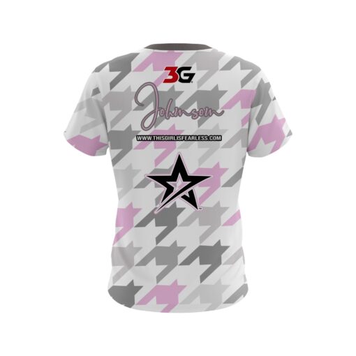 Stefanie Johnson Roto Grip Houndstooth Pink Gray CoolWick Bowling Jersey - Image 2