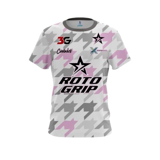 Stefanie Johnson Roto Grip Houndstooth Pink Gray CoolWick Bowling Jersey