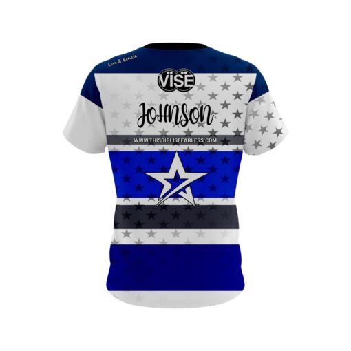 Stefanie Johnson Roto Grip All Star Navy Stripes CoolWick Bowling Jersey - Image 2