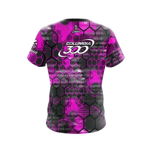 Columbia 300 Pink Honeycomb CoolWick Bowling Jersey - Image 2