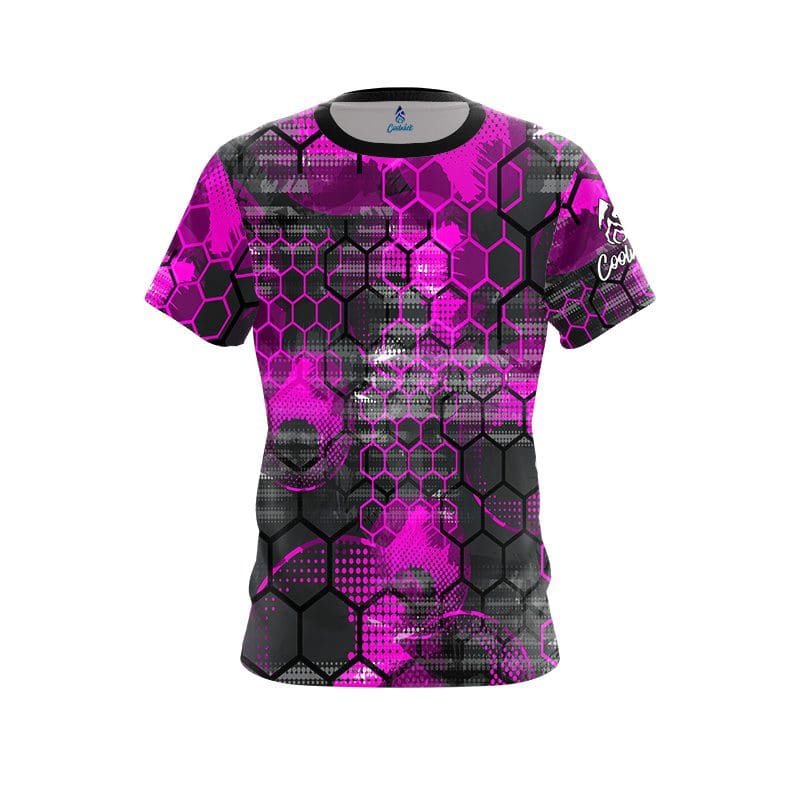 Plain Pink Honeycomb CoolWick Bowling Jersey