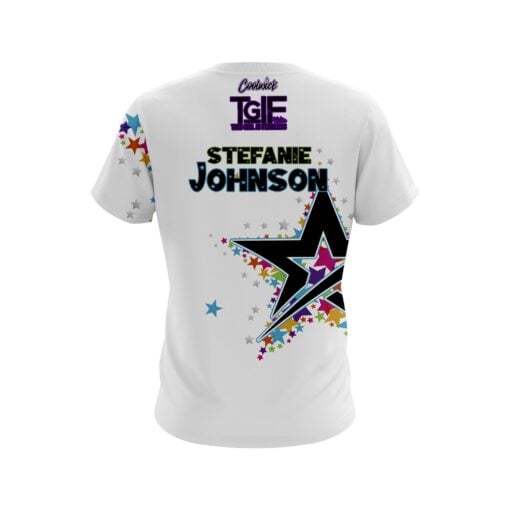 Stefanie Johnson White Starburst CoolWick Bowling Jersey - Image 2