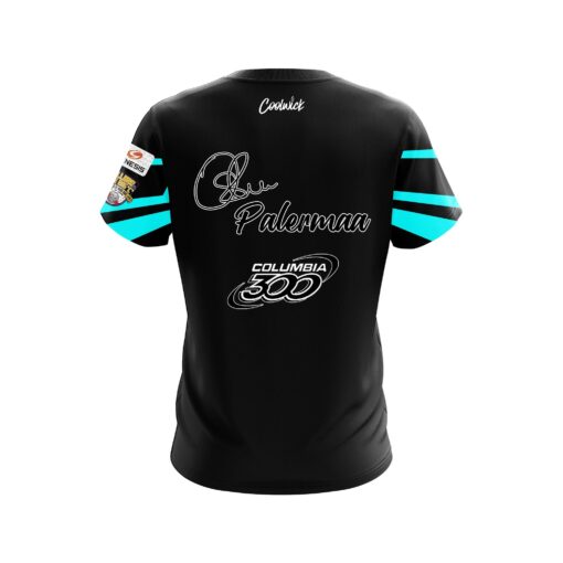 Columbia 300 Osku Palermaa Black Teal Suomi CoolWick Bowling Jersey - Image 2