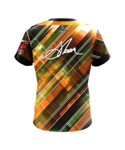 Alternative view of 900 Global Chris Sloan Orange Green Hatched Lines CoolWick Bowling Jersey
