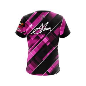 900 Global Chris Sloan Pink Black Hatched Lines CoolWick Bowling Jersey -  Coolwick Bowling Apparel