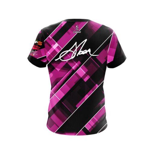 900 Global Chris Sloan Pink Black Hatched Lines CoolWick Bowling Jersey - Image 2