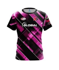 900 Global Chris Sloan Pink Black Hatched Lines CoolWick Bowling Jersey