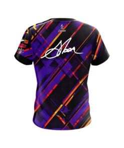 Alternative view of 900 Global Chris Sloan Purple Orange Hatched Lines CoolWick Bowling Jersey