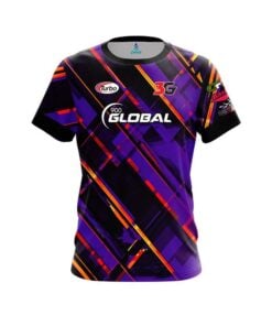 900 Global Chris Sloan Purple Orange Hatched Lines CoolWick Bowling Jersey