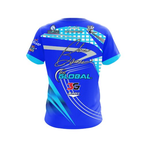 900 Global Chris Barnes Columbia Blue Slash CoolWick Bowling Jersey - Image 2