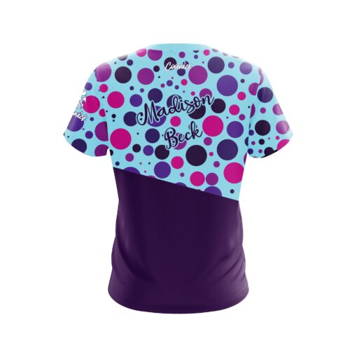 Brunswick Madison Beck Purple Split Dots CoolWick Bowling Jersey - Image 2