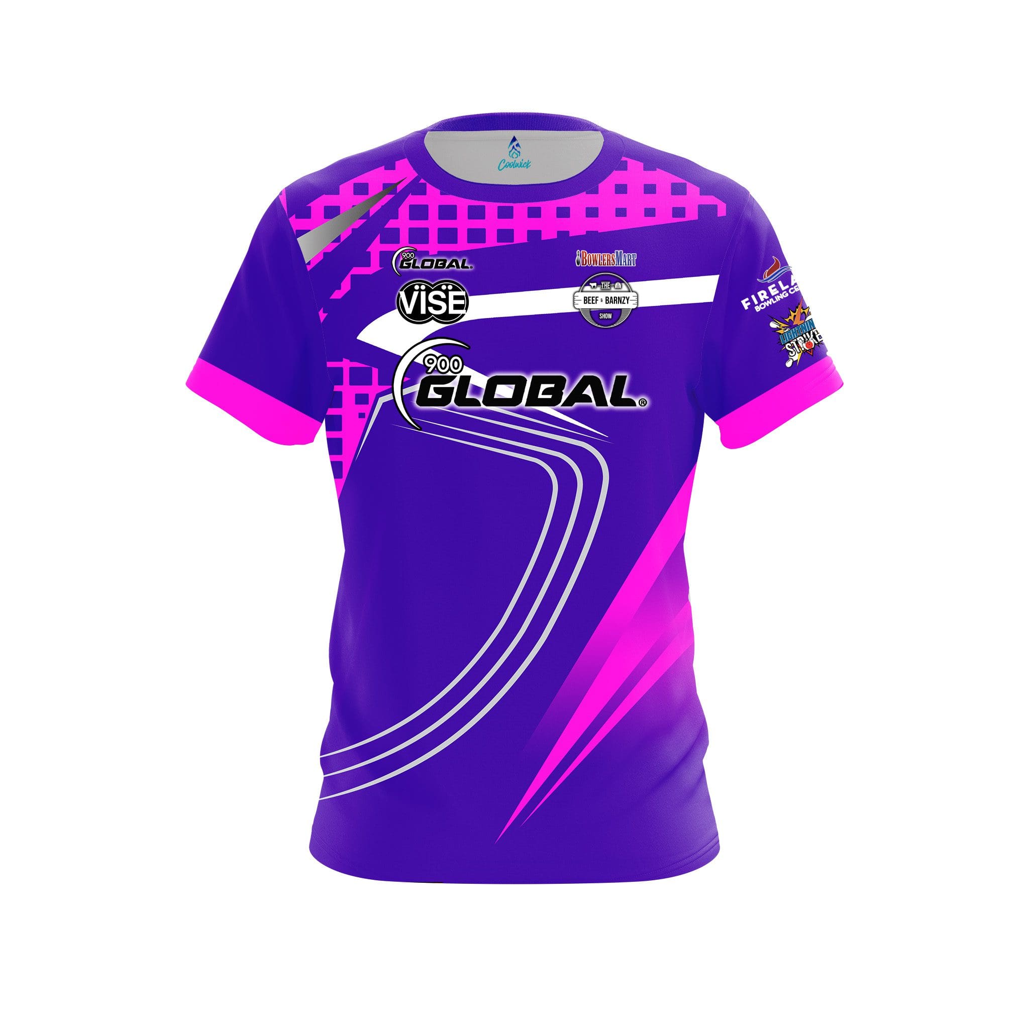 900 Global Chris Barnes Purple Pink Slash CoolWick Bowling Jersey