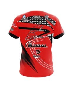 Alternative view of 900 Global Chris Barnes Red Black Slash CoolWick Bowling Jersey