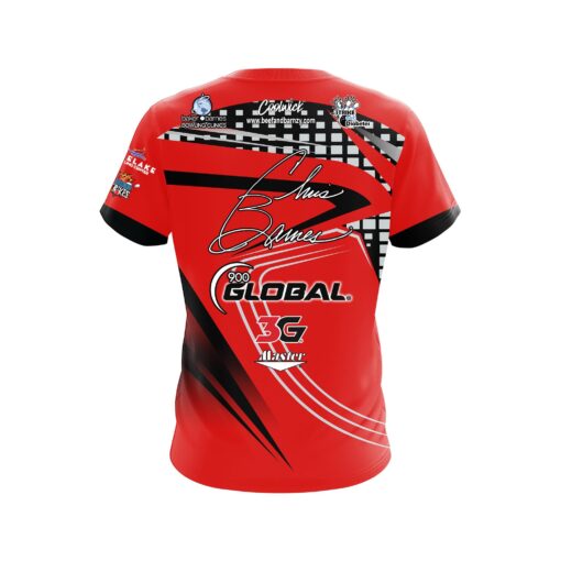 900 Global Chris Barnes Red Black Slash CoolWick Bowling Jersey - Image 2
