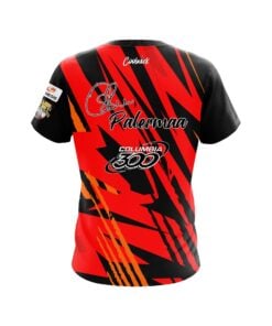 Alternative view of Columbia 300 Osku Palermaa Red Orange Stripes CoolWick Bowling Jersey