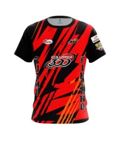 Columbia 300 Osku Palermaa Red Orange Stripes CoolWick Bowling Jersey